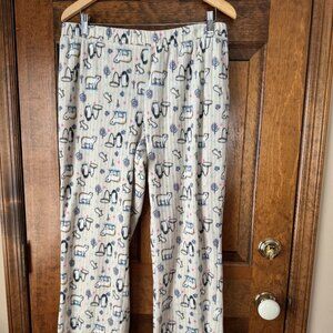 Goodnight Kiss Ivory w/Penguins & Polar Bears Lounge Pants Large